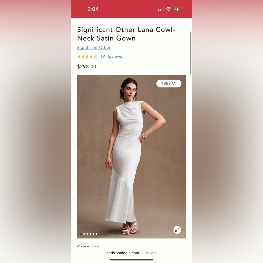 Significant Other Lana Cowl Neck Satin Gown